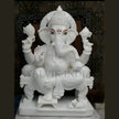 White Marble Ganesh Idol – Pure Makrana Ganpati Murti for Home & Temple