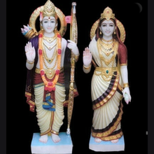 Handcrafted Makrana Marble Ram Sita Idol for Home Temple – Premium Marble Murti