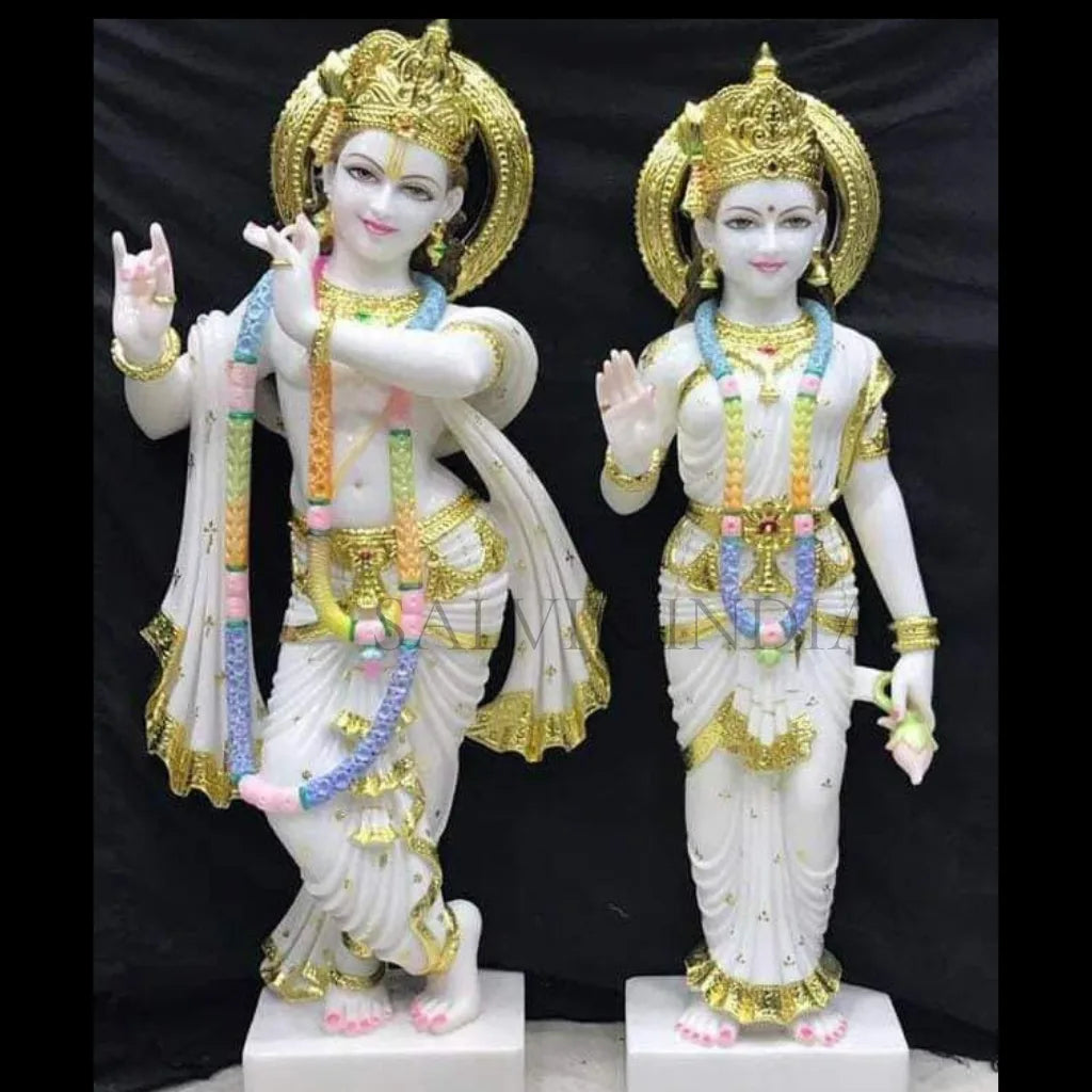 3 feet Radha Krishna marble murti for temple installation