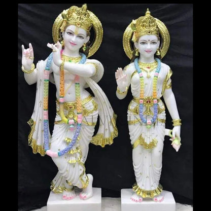 3 feet Radha Krishna marble murti for temple installation