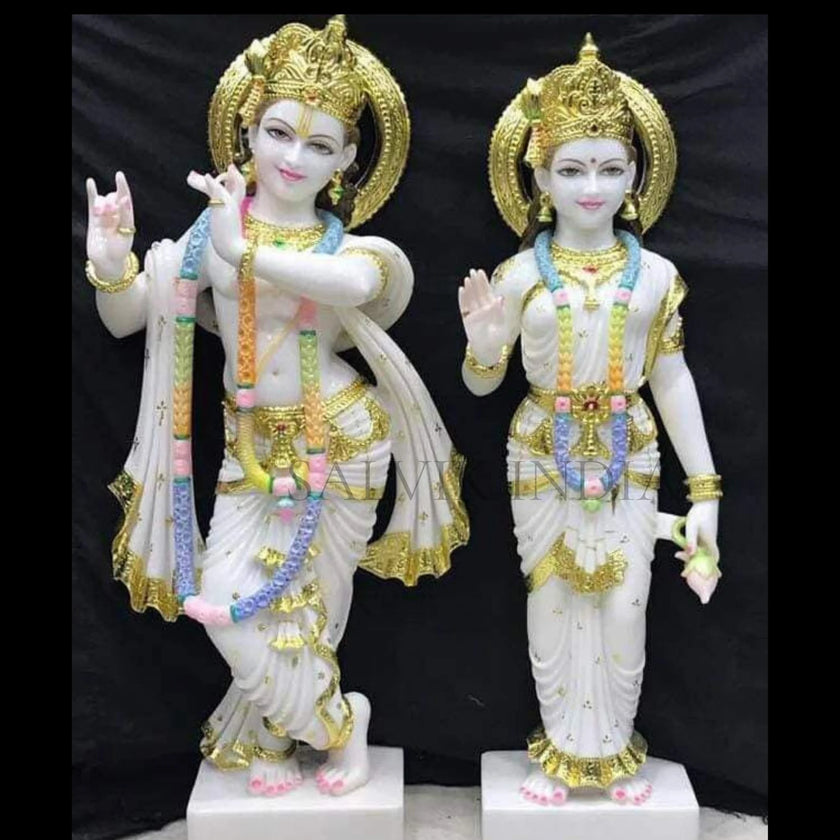 3 feet Radha Krishna marble murti for temple installation