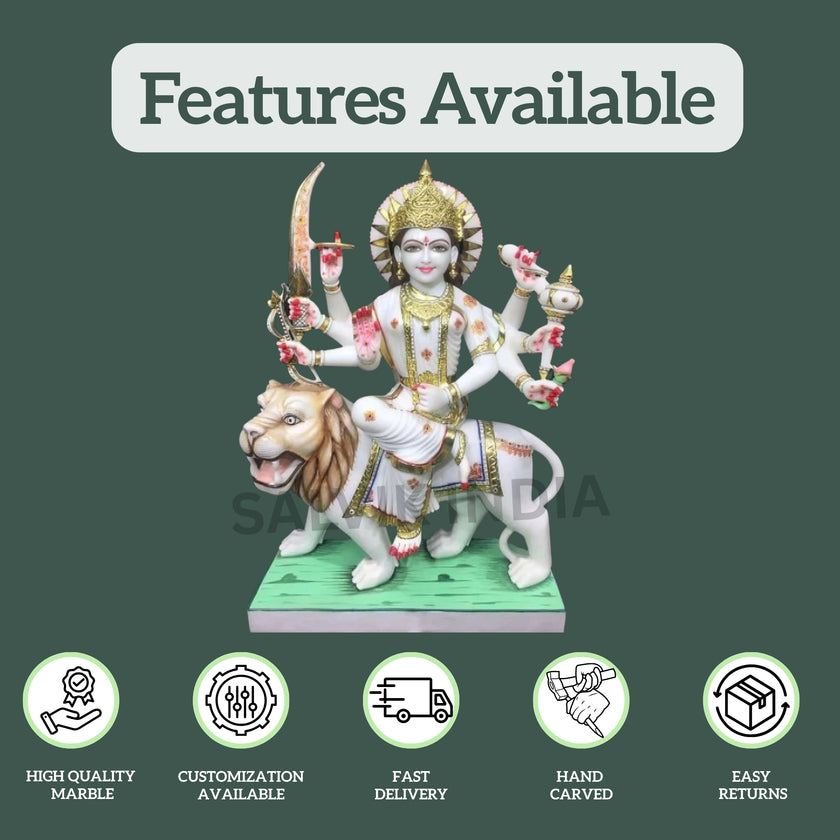 Durga Mata Marble Idol – Premium Makrana Marble Statue
