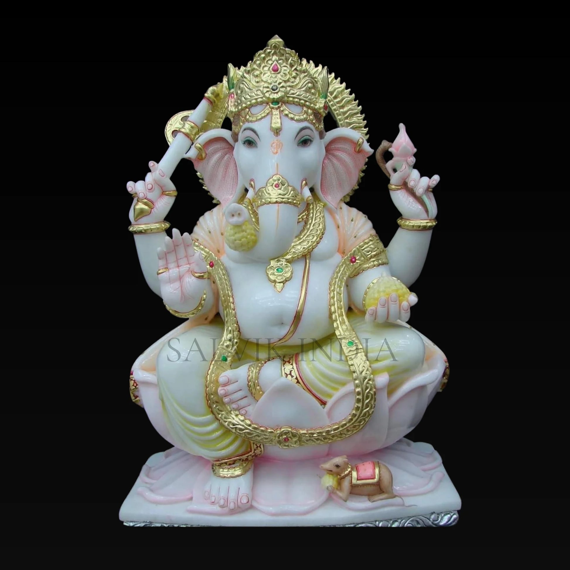 3 Feet Marble Ganesh Murti – Handcrafted Ganpati Idol - Salvik | Marble Murti Manufacturers in India