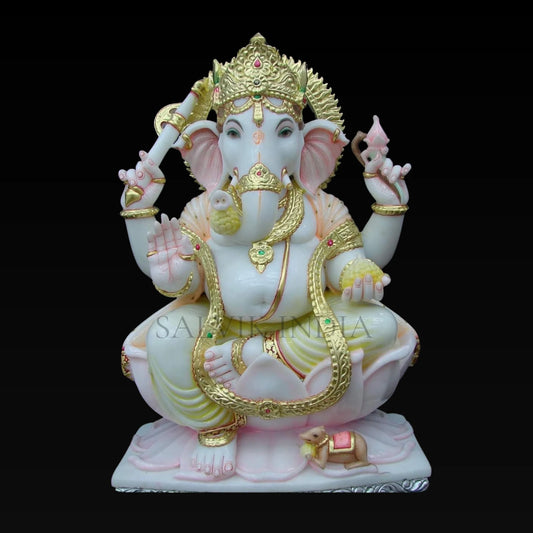 3 Feet Marble Ganesh Murti – Handcrafted Ganpati Idol - Salvik | Marble Murti Manufacturers in India
