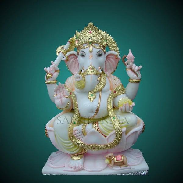 3 Feet Marble Ganesh Murti – Handcrafted Ganpati Idol - Salvik | Marble Murti Manufacturers in India