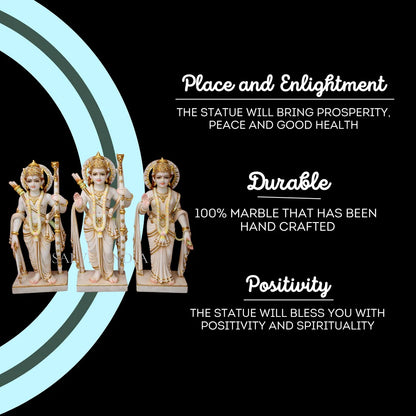 Ram Darbar Marble Statue for Home Temple with Decorative Platform Design