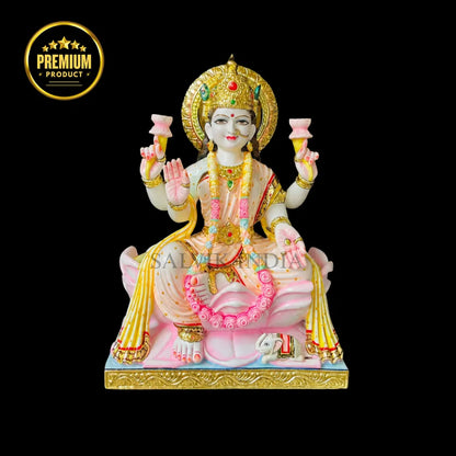 Big Size Laxmi Ji Marble Idol for Temple Installation | Pure White Makrana Marble