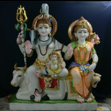 Shiv Parivar Marble Statue for Home Temple in White Marble