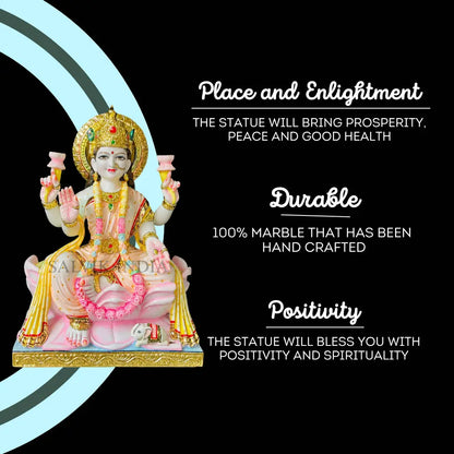 Big Size Laxmi Ji Marble Idol for Temple Installation | Pure White Makrana Marble