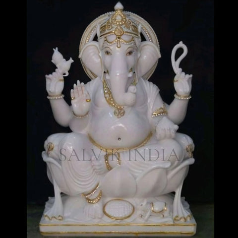 Marble Ganesh Murti – Handcrafted White Ganesh Statue for Home & Temple