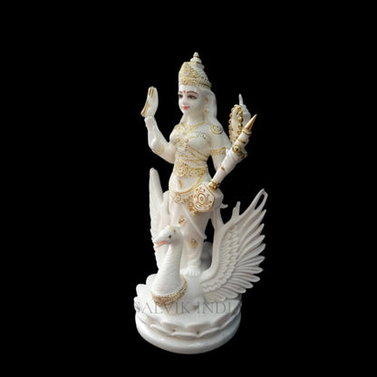 White Saraswati Murti in Marble
