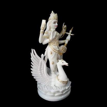White Saraswati Murti in Marble