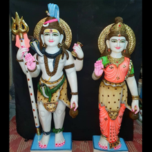 Standing Shiv Parvati Marble Statue for Home Temple in 18 Inch