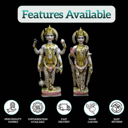 Marble Laxminarayan Murti – Handcrafted Lakshmi Narayan Idol for Home