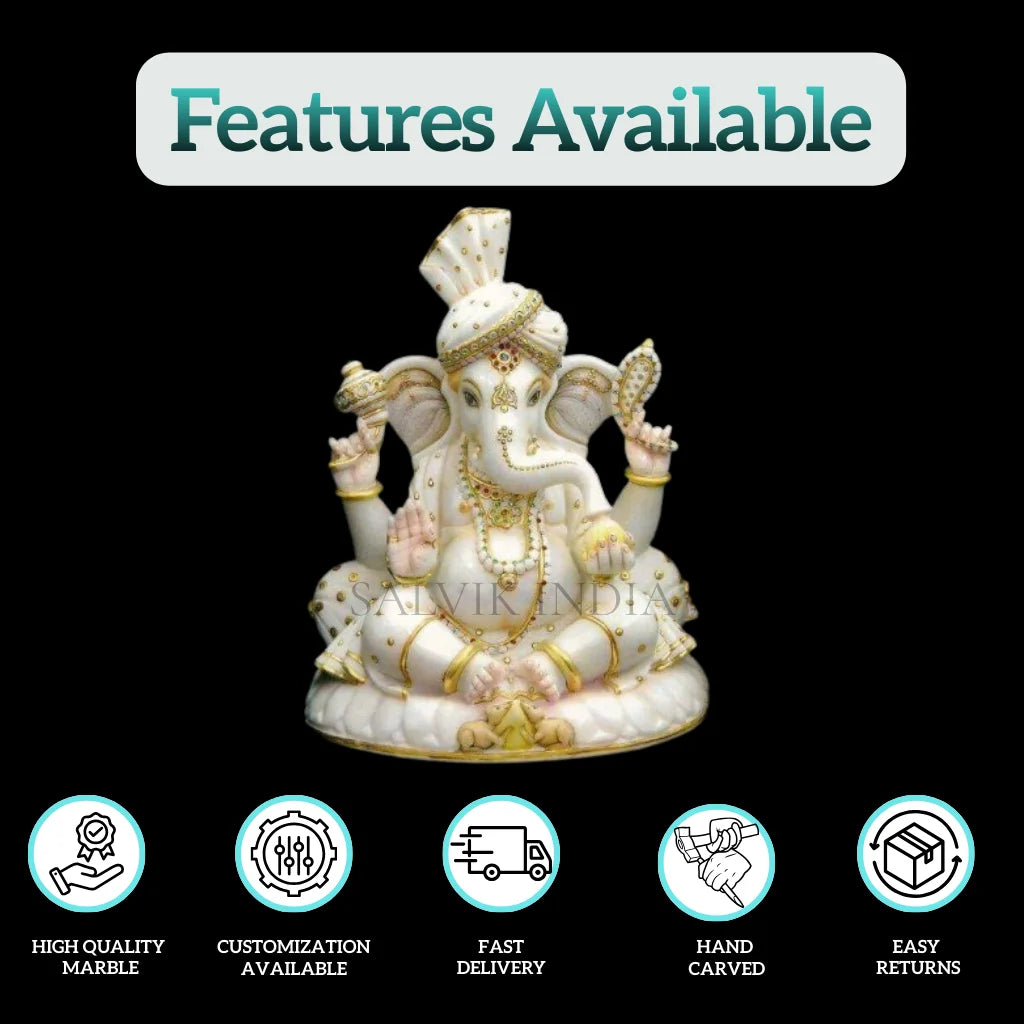 Marble Ganpati Murti (6–36 Inch) – Handcrafted Ganesh Statue