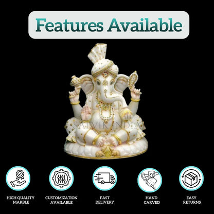 Marble Ganpati Murti (6–36 Inch) – Handcrafted Ganesh Statue