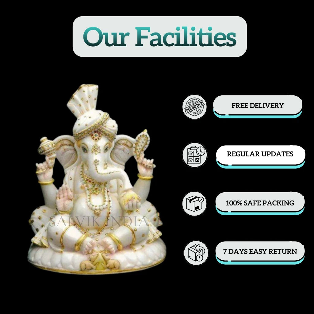 Marble Ganpati Murti (6–36 Inch) – Handcrafted Ganesh Statue