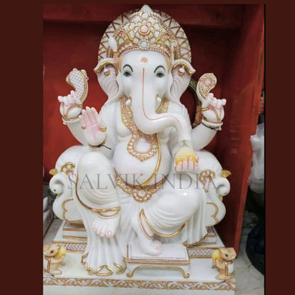 Buy Ganesh Sculpture – Handcrafted Makrana Marble