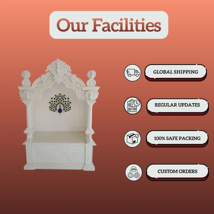 Handcrafted Marble Mandir for Pooja Room – Elegant Temple Design