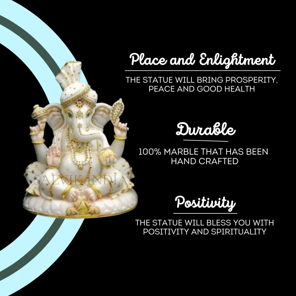 Marble Ganpati Murti (6–36 Inch) – Handcrafted Ganesh Statue
