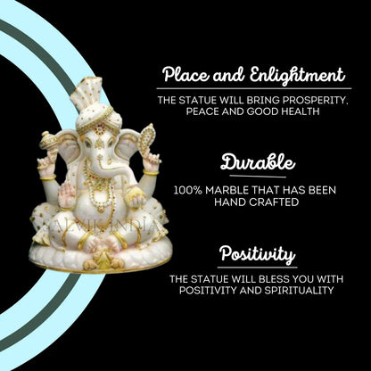 Marble Ganpati Murti (6–36 Inch) – Handcrafted Ganesh Statue