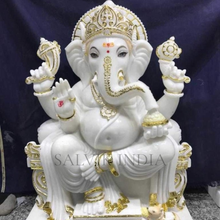 Ganpati Marble Murti – Pure White Handcrafted Ganpati Idol