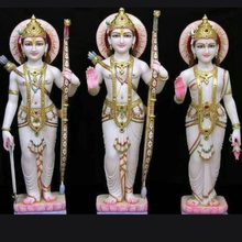 Handcrafted Makrana Marble Ram Darbar Idol Set for Home Temple – Premium Carving