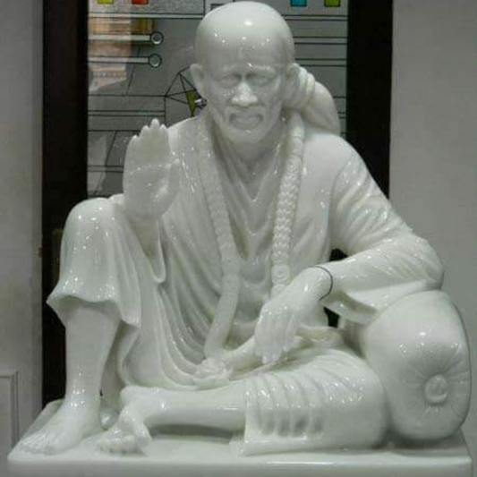 Sai Baba Idol Marble – Handcrafted White Marble Murti for Home & Temple