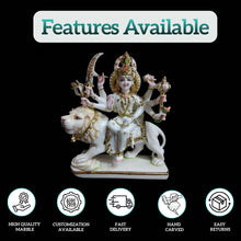Marble Durga Murti for Home Temple | Handcrafted White Marble Idol