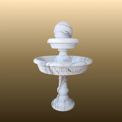 White Marble Indoor Fountain 3ft - Natural Stone Decor