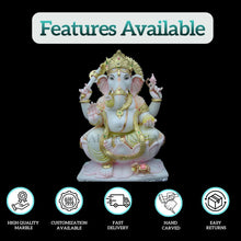 3 Feet Marble Ganesh Murti – Handcrafted White Ganpati Idol for Home & Temple