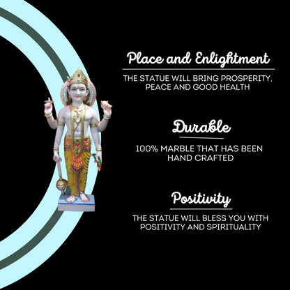 White Marble Vishnu Idol – Handcrafted Makrana Marble Design
