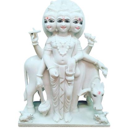 White Marble Datta Statue for Home Temple