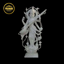 Standing Saraswati Marble Sculpture | Handcrafted White Marble