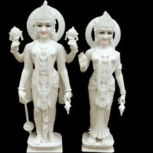 Handcrafted Vishnu Laxmi Idol in Makrana Marble – Home & Temple Statue