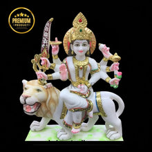 1 Feet Maa Durga Marble Murti – Compact Idol for Home Temple