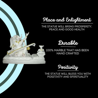 Marble Ganesh Idol for Home – Hand Carved White Marble Ganpati Murti