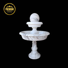 White Marble Indoor Fountain 3ft - Natural Stone Decor