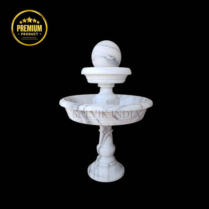 White Marble Indoor Fountain 3ft - Natural Stone Decor