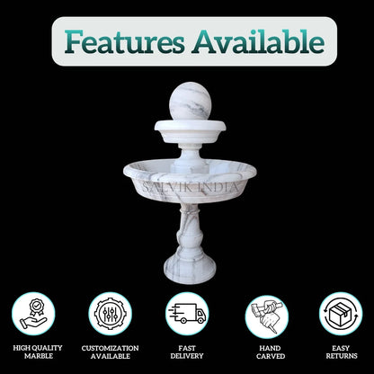 White Marble Indoor Fountain 3ft - Natural Stone Decor