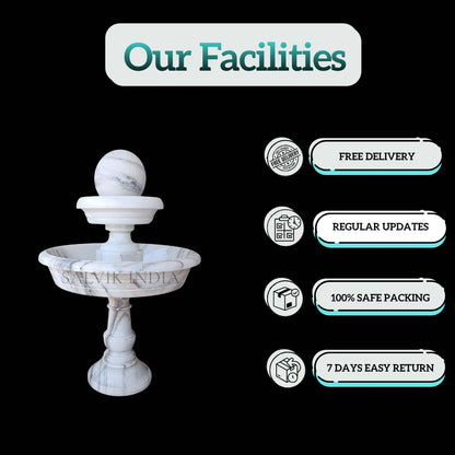 White Marble Indoor Fountain 3ft - Natural Stone Decor