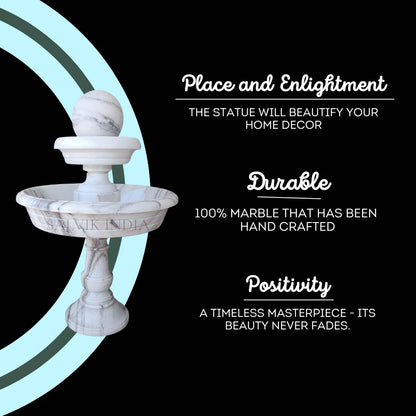 White Marble Indoor Fountain 3ft - Natural Stone Decor