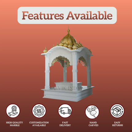 Small Marble Mandir for Home – Handcrafted Compact Pooja Temple