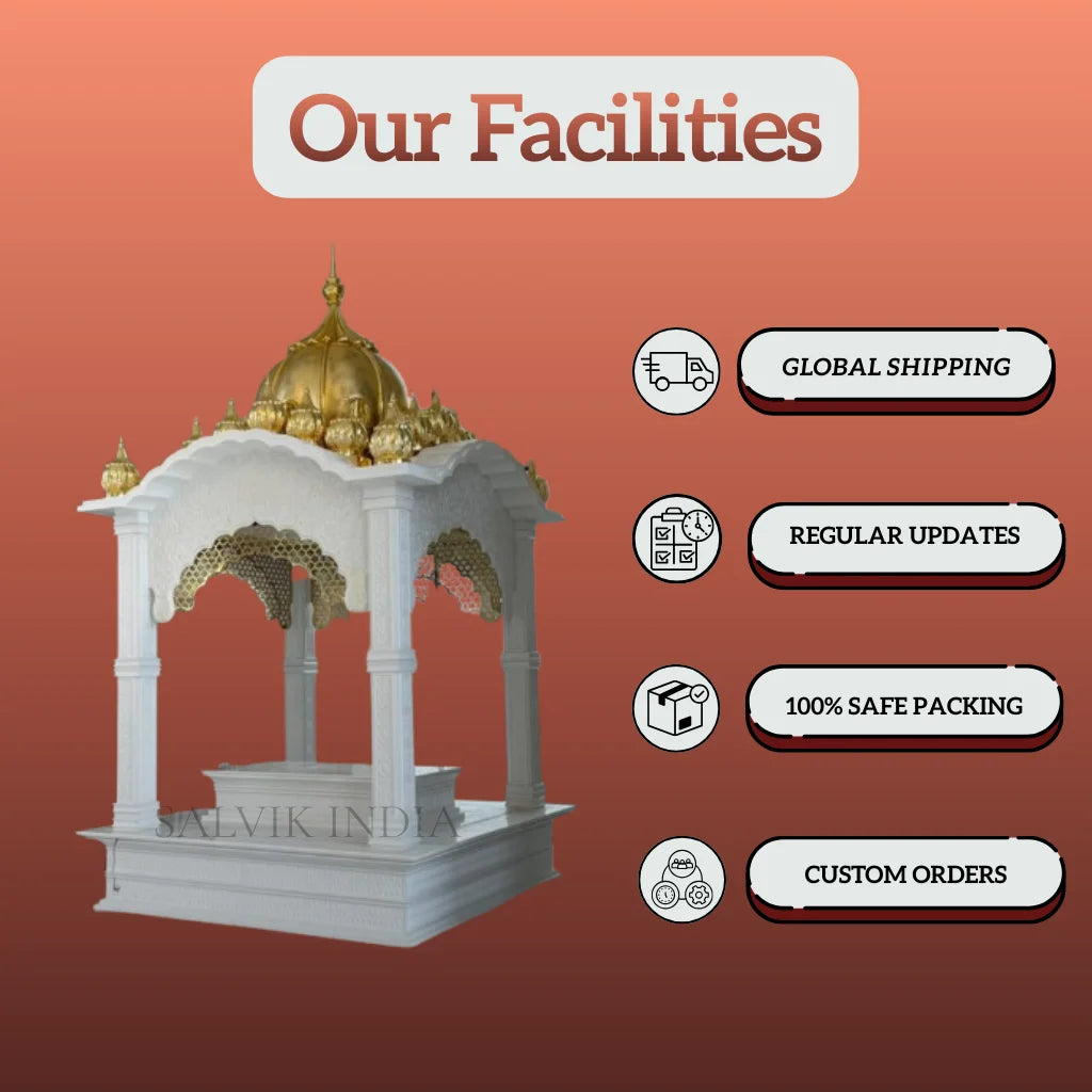 Small Marble Mandir for Home – Handcrafted Compact Pooja Temple