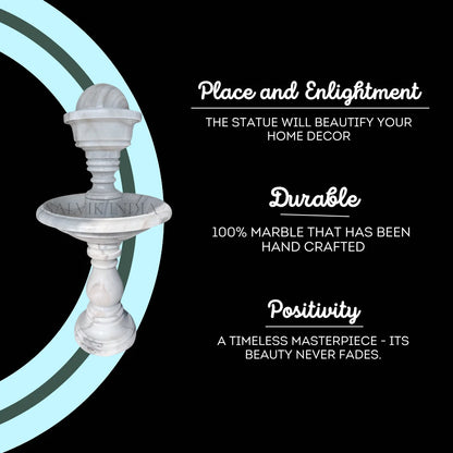 White Marble Modern Bowl Fountain 3 Ft for Garden & Home Decor