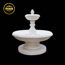 White Marble Tiered Courtyard Fountain 6ft For Garden