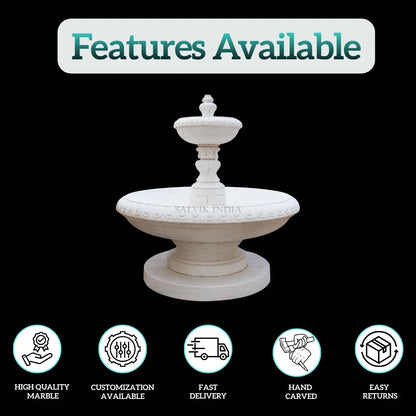 White Marble Tiered Courtyard Fountain 6ft For Garden