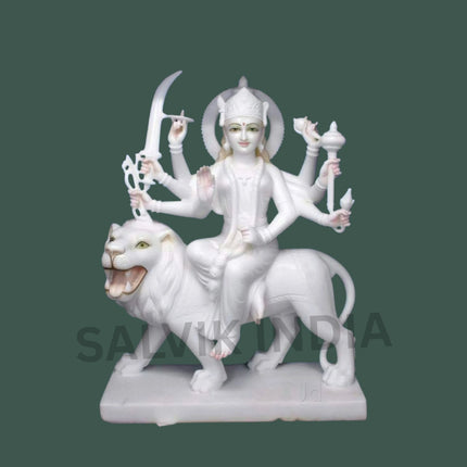 Maa Durga Marble Statue – Handicraft Durga Mata Marble Idol for Home & Temple