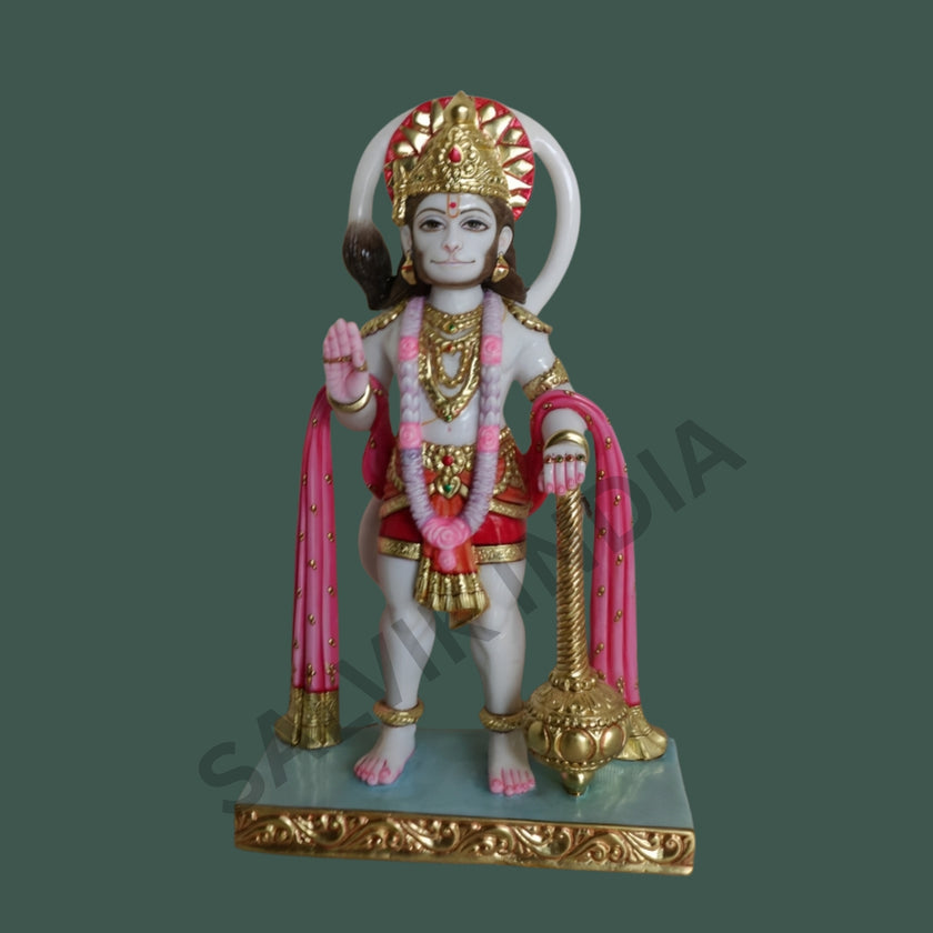 Hanuman Idol for Home – Handcrafted Makrana Marble Hanuman Murti