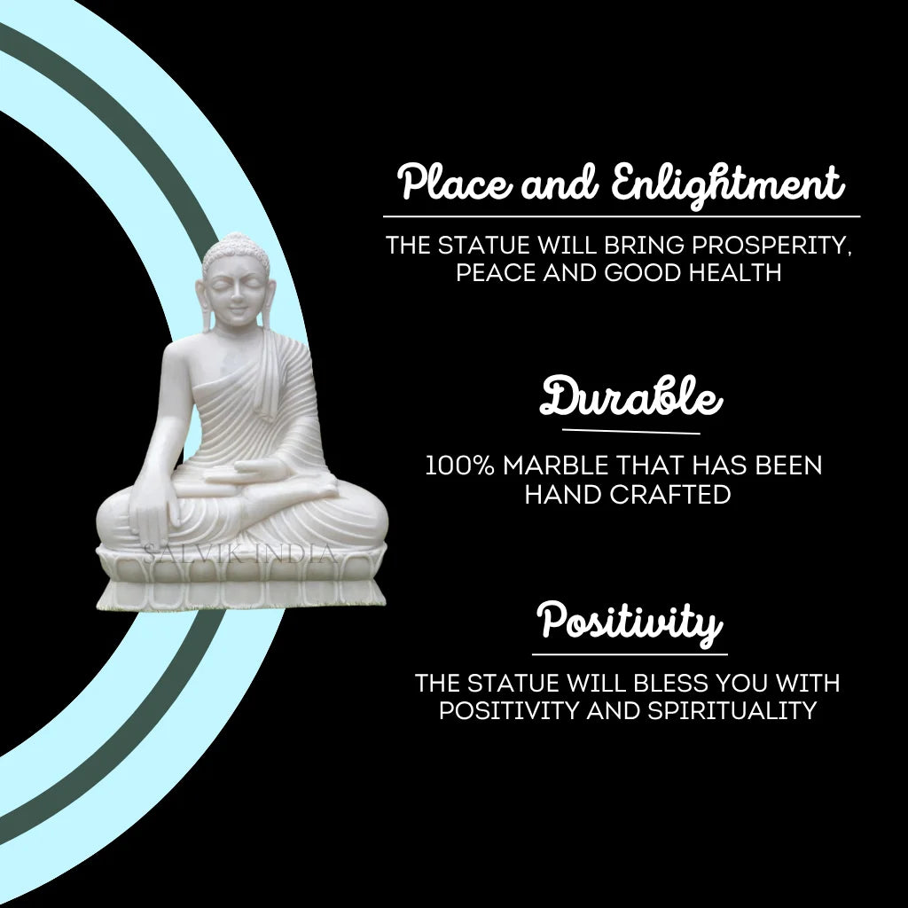 Side Angle 6 Inch White Marble Buddha Statue